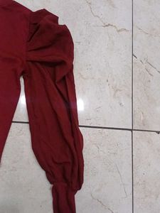 Burgundy Puff Sleeve Top