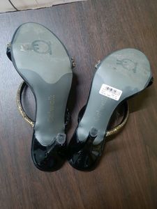 Catwalk Black &amp; Gold Heeled Sandals