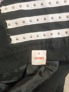 Pleated Black Mini Skirt with Straps