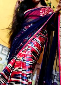 Peacock Mirror Work Saree
