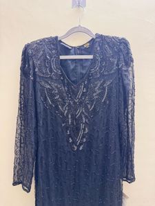 Elegant Beaded Black Maxi Dress