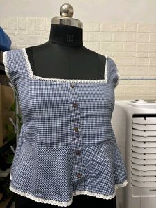 Gingham Peplum Top