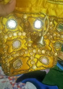 Yellow Beaded Pouch