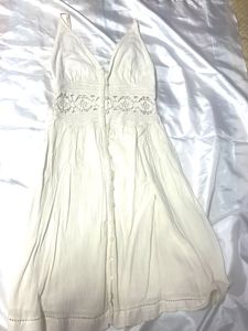 Boho Cream Mini Dress with Crochet Detail