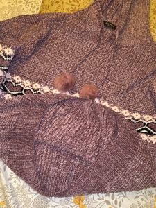 Casual Woolen Top With Hoodie
