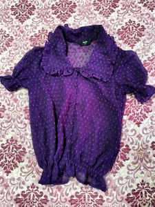 Purple Textured Collared Top
