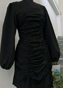 LBD Black Dress With Ruched Laces