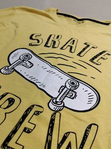 Yellow &#34;Skate Crew&#34; Graphic Print Full Sleeve
