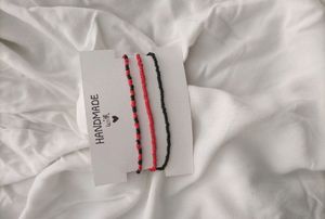 Handmade Red and Black Seed Bead Bracelet Set