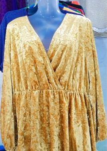 Mustard Yellow Party Wear Velvet