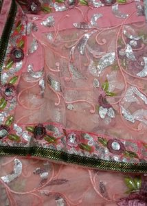 Elegant Peach Floral Saree