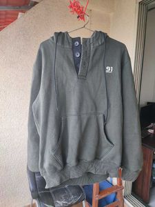 Olive Green Plain Hoodie