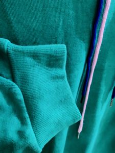 imported ESSEME women&#39;s teal hooded sweatshirt