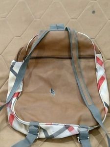 Plaid Backpack with Oval Detail