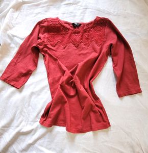 Fig Branded Maroon Top. Size XS