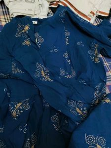 Blue &amp; Gold Print Fabric