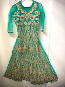 Gown With Lehnga And Dupatta Fully Worked
