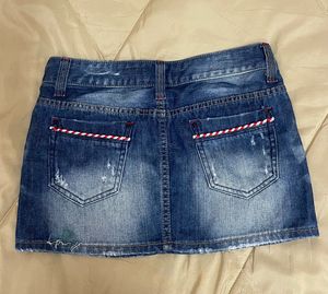 Distressed Denim Mini Skirt