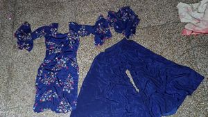 Royal Blue Silk Plazzo Suit