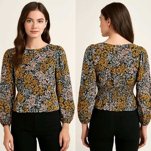 Floral Print Mesh Top