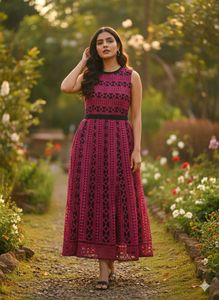 Pink &amp; Black Midi Dress