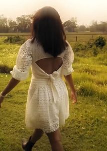 White Back tieup Dress