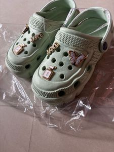 Last Offer girl Cute Green women Clogs with Charms