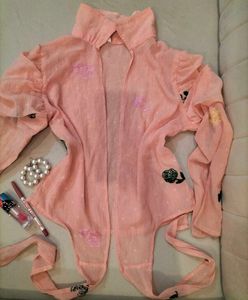 Vintage Embroidered Peach Blouse &amp; A Crop-top