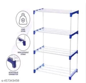 Blue &amp; White 4-Tier Shoe Rack