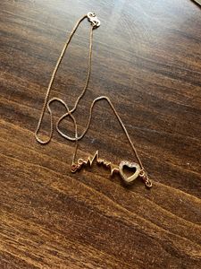 Rose Gold Butterfly Pendent With Chain And Rose Gold Heart Rythm Pendent With Chain