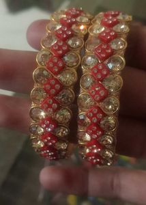 Red &amp; Gold Bangles - Set of 2
