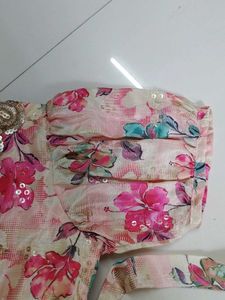Sandal pink green Floral Flared gown..