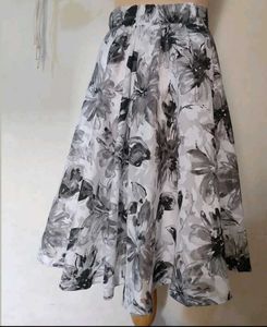 White With Black Floral Skirt