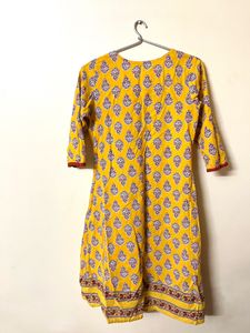Yellow Printed flowy Kurta