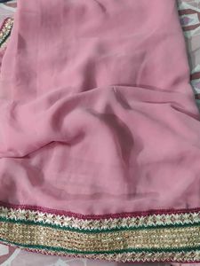 Pink Chiffon Saree Without Blouse