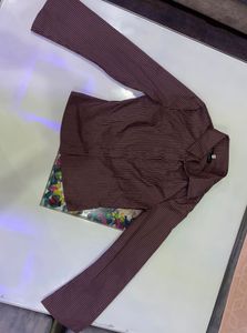 Chocolate Brown Striped Button-Up Shirt