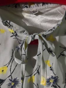 Flower Printed Tie Knot Top