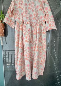 Floral Print Kurta Set With Kota Doria Dupatta