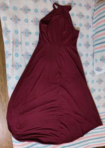 Burgundy Halter Neck Dress