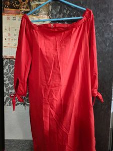 Aks Red Off Shoulder Kurta