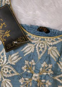 crop top with plazo and drape