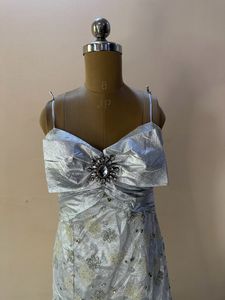 Silver Heavy Embellished Bow Gown