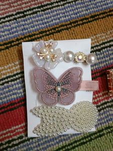 New 3 Piece Korean Pearl &amp; Embellished Hair Clips