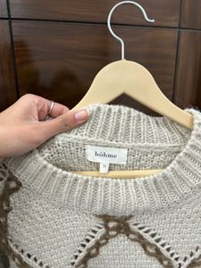 Cozy Knit Sweater with Crochet Detail