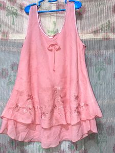 Pink Sheer Babydoll Top