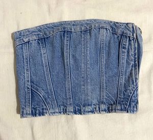 Zara Denim Tube Crop Top