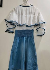 Stylish Denim &amp; White Dress