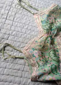 Floral Lace Trim Cami Top