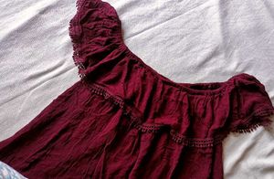 Maroon Off-Shoulder Top