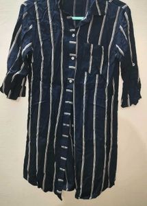 Striped Button-Up Shirt Dress
